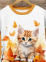 Lässig Rundhals Katze Sweatshirt
