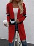Damen Wolle/Stricken Gestreift Langarm Bequem Lässig Strickjacke