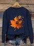 Lässig Rundhals Ahornblatt Sweatshirt