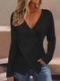Damen Garn/Wollgarn Unifarben Langarm Bequem Lässig Kreuz Pullover