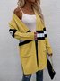 Damen Wolle/Stricken Gestreift Langarm Bequem Lässig Strickjacke