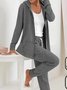 Damen Geometrisch Kapuze Langarm Bequem Lässig Bluse mit Hose Zweiteiliges Set