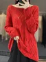 Damen Wolle/Stricken Unifarben Langarm Bequem Lässig Pullover