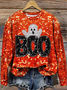 Retro Rundhals Halloween Sweatshirt Print