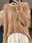 Damen Wolle/Stricken Unifarben Langarm Bequem Lässig Pullover