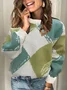 Damen Garn/Wollgarn Geometrisch Langarm Bequem Lässig Pullover