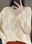 Damen Wolle/Stricken Unifarben Langarm Bequem Lässig Pullover