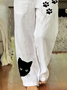 Lässig Katze Lang Tasche Patchwork Hose