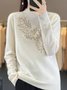 Damen Wolle/Stricken Unifarben Langarm Bequem Lässig Warmbohren Pullover