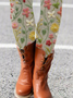 Retro Geblümt Print Lang Leggings