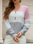 Damen Garn/Wollgarn Gestreift Langarm Bequem Lässig Pullover