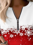 Retro Rundhals Schneeflocke Sweatshirt Print