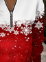 Retro Rundhals Schneeflocke Sweatshirt Print