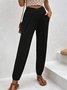 Lässig Unifarben Lang Elastische Taille Hose