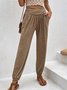 Lässig Unifarben Lang Elastische Taille Hose