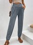 Lässig Unifarben Lang Elastische Taille Hose