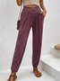 Lässig Unifarben Lang Elastische Taille Hose