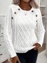 Damen Garn/Wollgarn Unifarben Langarm Bequem Lässig Schnalle Pullover