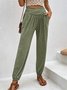 Lässig Unifarben Lang Elastische Taille Hose