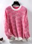 Damen Garn/Wollgarn Geometrisch Langarm Bequem Lässig Pullover