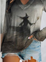 Lässig Halloween V-Ausschnitt Langarm T-Shirt