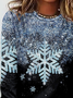 Lässig Weihnachten Rundhals Langarm T-Shirt