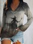 Lässig Halloween V-Ausschnitt Langarm T-Shirt