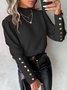 Mock Neck Langarm Unifarben Schnalle Regelmäßig Weit Bluse für Damen