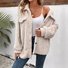 Damen Unifarben Sherpa-Jacke Reißverschluss verdicken Weit Teddy Jacke