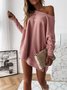 Lässig Unifarben Sweatshirt Reißverschluss
