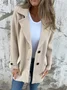 Damen Unifarben Schnalle Regelmäßig Weit Jacke