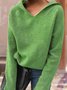 Damen Garn/Wollgarn Unifarben Langarm Bequem Lässig Pullover