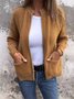 Damen Unifarben Reißverschluss Regelmäßig Weit Jacke