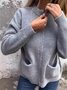 Damen Unifarben Reißverschluss Regelmäßig Weit Jacke