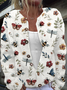 Damen Gestrickt Pflanzen Langarm Bequem Lässig Strickjacke