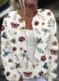 Damen Gestrickt Pflanzen Langarm Bequem Lässig Strickjacke