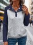 Lässig Schalkragen Farbblock Sweatshirt