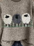 Damen Gestrickt Tier Langarm Bequem Lässig Pullover