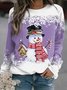 Lässig Rundhals Weihnachtsschneemann Sweatshirt
