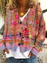Damen Garn/Wollgarn Geblümt Langarm Bequem Lässig Strickjacke