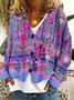 Damen Garn/Wollgarn Geblümt Langarm Bequem Lässig Strickjacke
