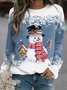 Lässig Rundhals Weihnachtsschneemann Sweatshirt