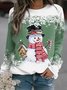 Lässig Rundhals Weihnachtsschneemann Sweatshirt
