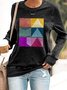Lässig Rundhals Kariert Sweatshirt
