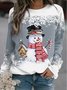 Lässig Rundhals Weihnachtsschneemann Sweatshirt