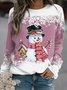 Lässig Rundhals Weihnachtsschneemann Sweatshirt