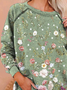 Lässig Rundhals Geblümt Sweatshirt Reißverschluss