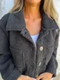 Damen Unifarben Hemdjacke Geknöpft verdicken Weit Teddy Jacke