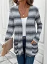 Damen Gestreift Mantel verdicken Weit Jacke