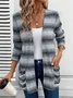 Damen Gestreift Mantel verdicken Weit Jacke